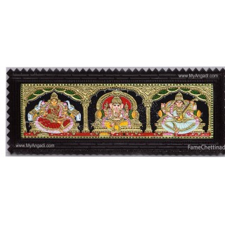 3 Panel  Lakshmi Ganesha Saraswathi Tanjore Painting