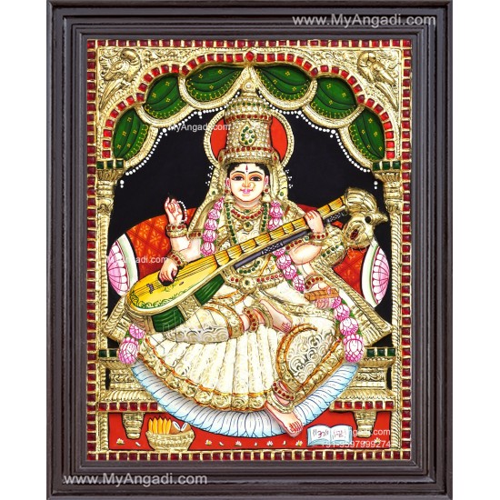 Saraswathi 3D Tanjore Painting Saraswathi 3D Tanjore Painting