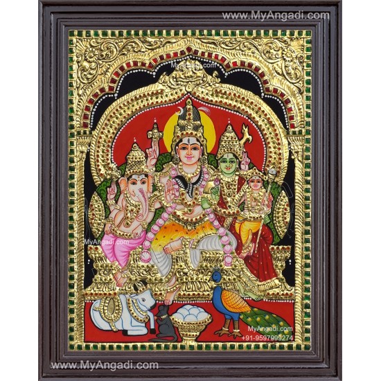 Shiva Family Tanjore Painting Shiva Family Tanjore Painting