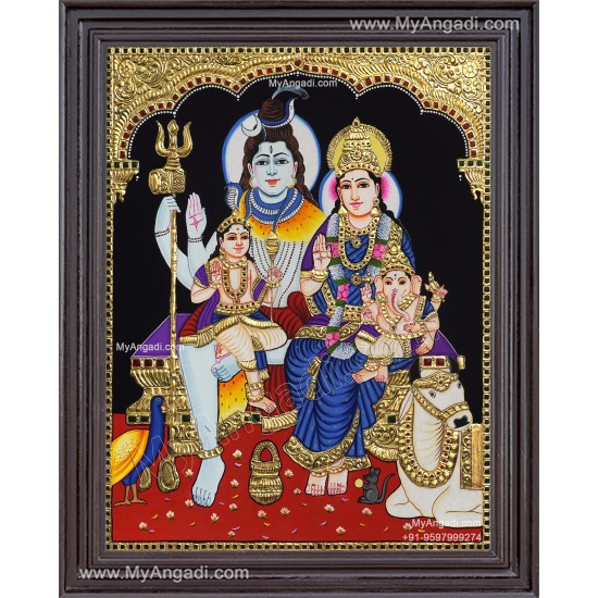 Shiva Family Tanjore Painting Shiva Family Tanjore Painting