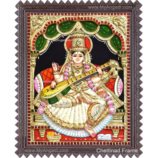 Saraswathi  3D Tanjore Painting