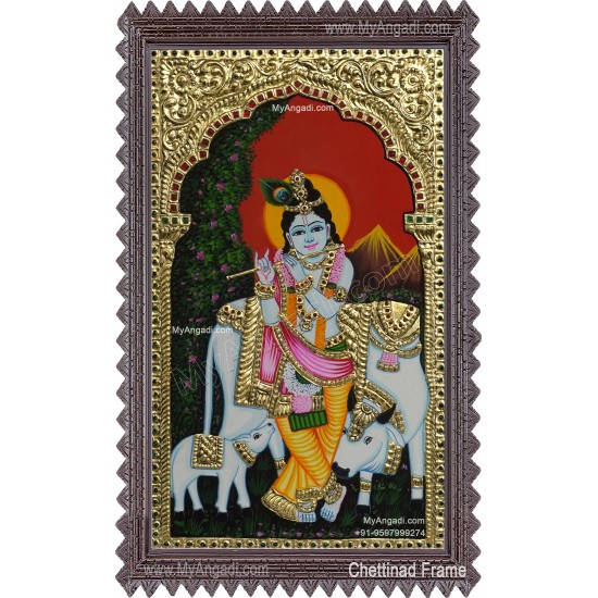 Cow Krishna Tanjore Painting