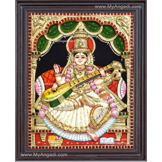 Saraswathi  3D Tanjore Painting