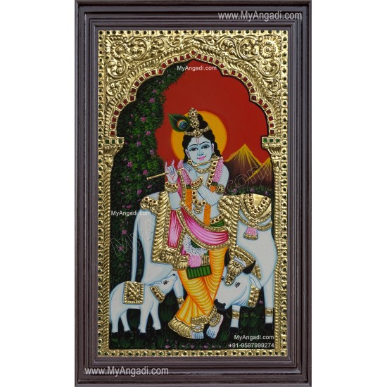 Cow Krishna Tanjore Painting