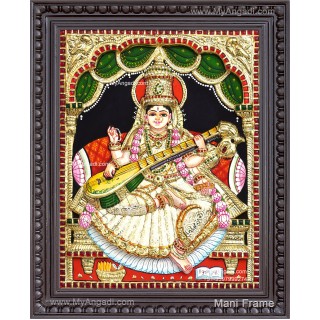 Saraswathi  3D Tanjore Painting