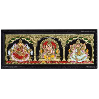 3 Panel  Lakshmi Ganesha Saraswathi Tanjore Painting