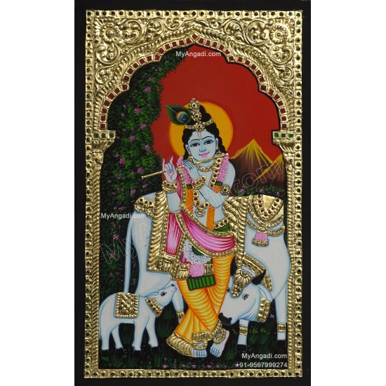 Cow Krishna Tanjore Painting
