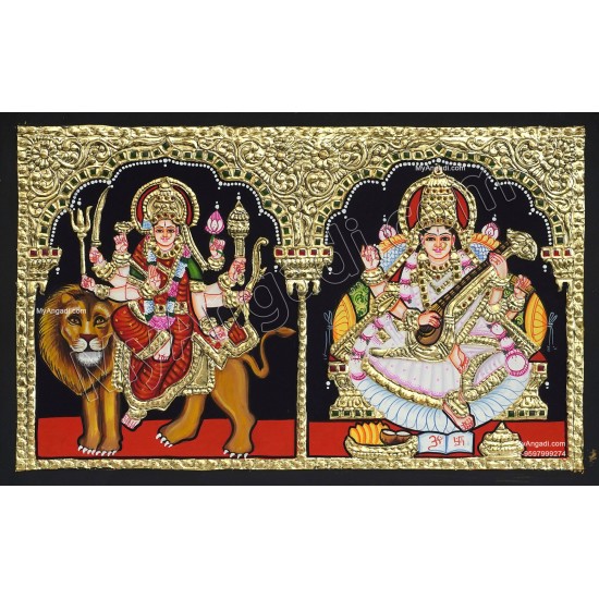 Durga Devi Saraswathi Tanjore Painting