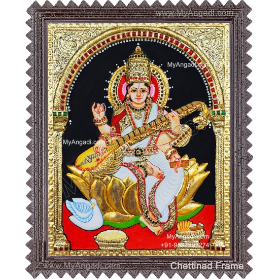 Saraswathi 2D Tanjore Painting Saraswathi 2D Tanjore Painting