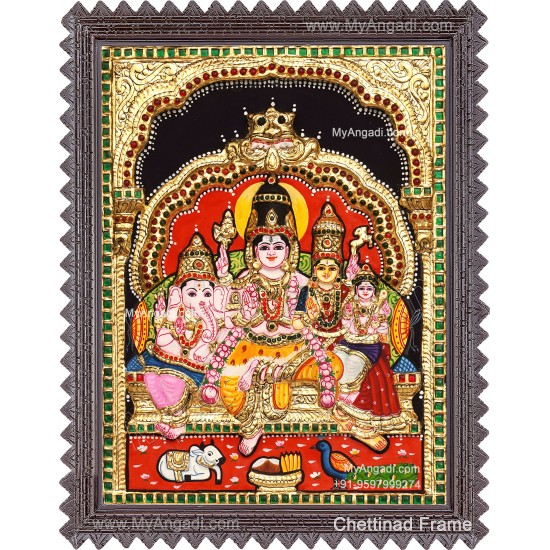 3D Shivan Family Tanjore Painting