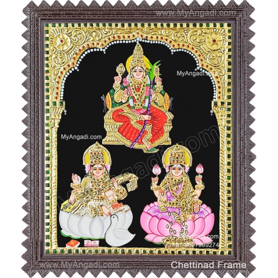 Lalitha Devi Saraswathi Lakshmi Tanjore Painting Lalitha Devi Saraswathi Lakshmi Tanjore Painting
