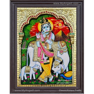 Cow Krishna Tanjore Painting