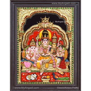 3D Shivan Family Tanjore Painting