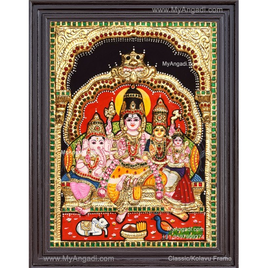 3D Shivan Family Tanjore Painting