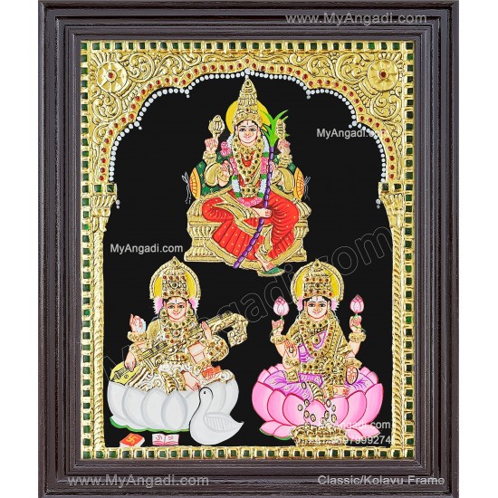 Lalitha Devi Saraswathi Lakshmi Tanjore Painting Lalitha Devi Saraswathi Lakshmi Tanjore Painting