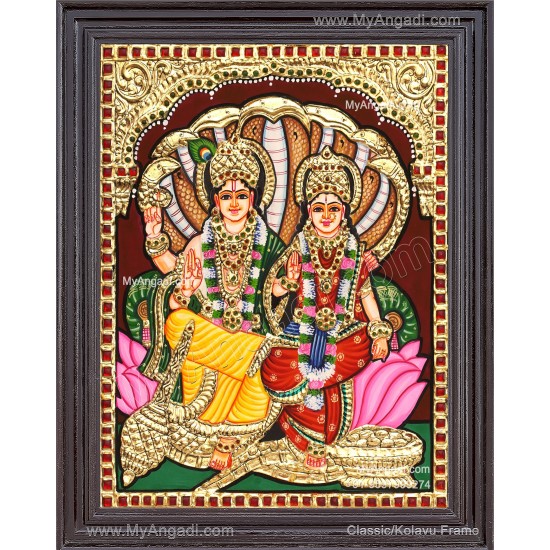 Vishnu Lakshmi Tanjore Painting