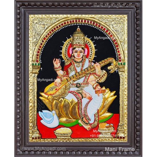 Saraswathi 2D Tanjore Painting Saraswathi 2D Tanjore Painting