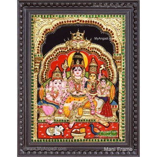 3D Shivan Family Tanjore Painting
