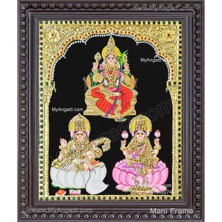 Lalitha Devi Saraswathi Lakshmi Tanjore Painting