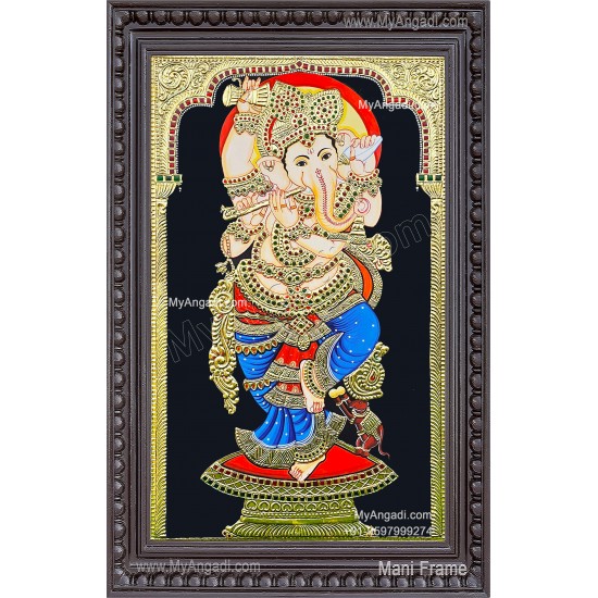 Flute Ganesha Tanjore Painting Flute Ganesha Tanjore Painting