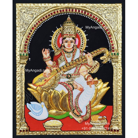 Saraswathi 2D Tanjore Painting Saraswathi 2D Tanjore Painting