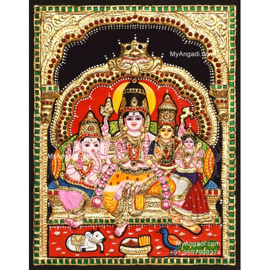 3D Shivan Family Tanjore Painting