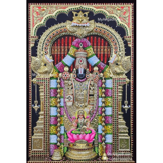 Embossed Balaji Lakshmi Tanjore Painting Embossed Balaji Lakshmi Tanjore Painting