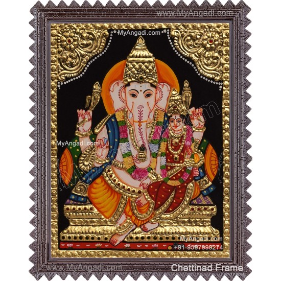 Ganesha Lakshmi Tanjore Painting Ganesha Lakshmi Tanjore Painting