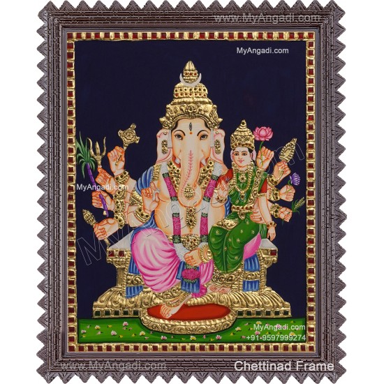 Ganesha Lakshmi  Tanjore Painting