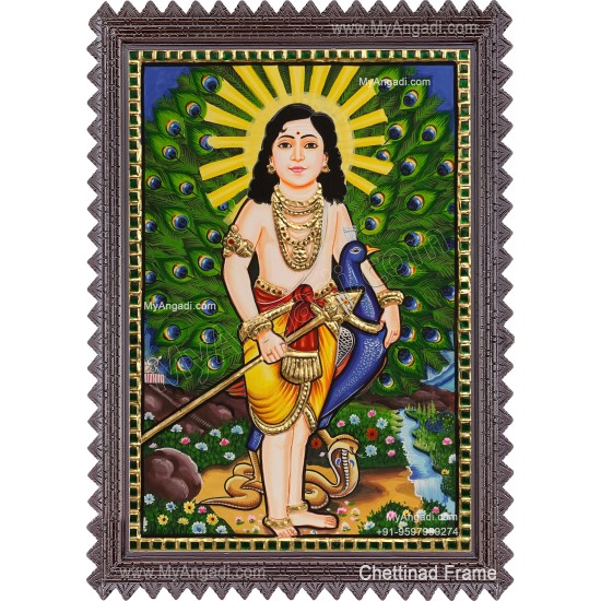 Peacock Murugar Tanjore Painting
