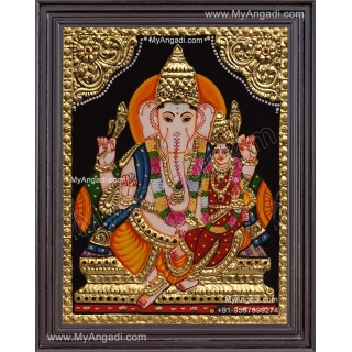 Ganesha Lakshmi Tanjore Painting