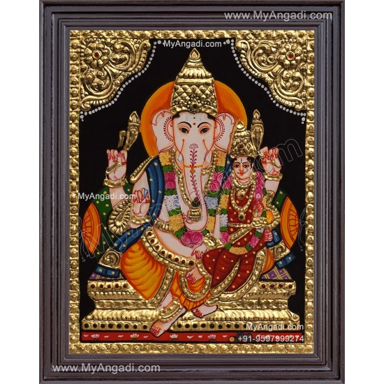 Ganesha Lakshmi Tanjore Painting Ganesha Lakshmi Tanjore Painting