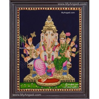 Ganesha Lakshmi  Tanjore Painting