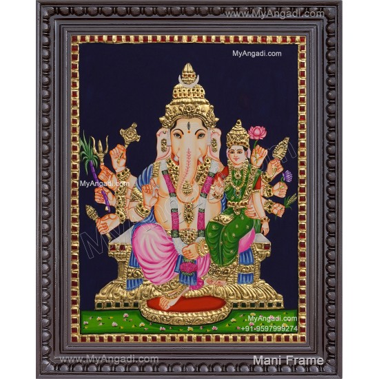 Ganesha Lakshmi  Tanjore Painting