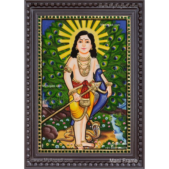 Peacock Murugar Tanjore Painting