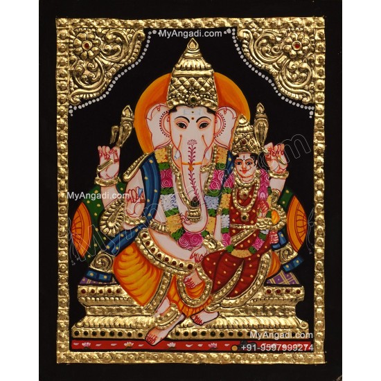 Ganesha Lakshmi Tanjore Painting Ganesha Lakshmi Tanjore Painting