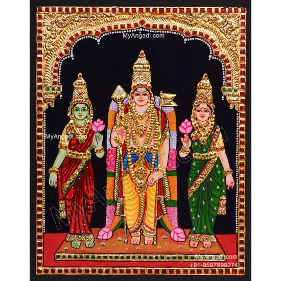 Murugar valli deivanai Tanjore Painting Murugar valli deivanai Tanjore Painting