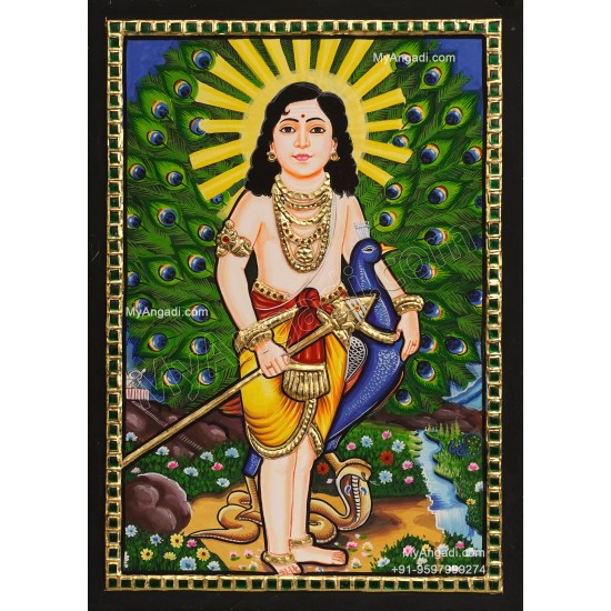 Peacock Murugar Tanjore Painting