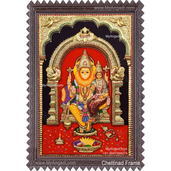 Embossed Lakshmi Narasimhar 3D Tanjore Painting