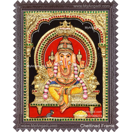 Embossed Ganesha 3d Tanjore Painting