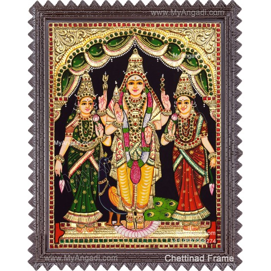 Murugan Valli Deivanai Tanjore Painting