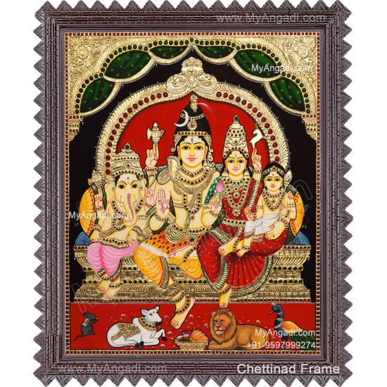 Shivan Family Tanjore Painting