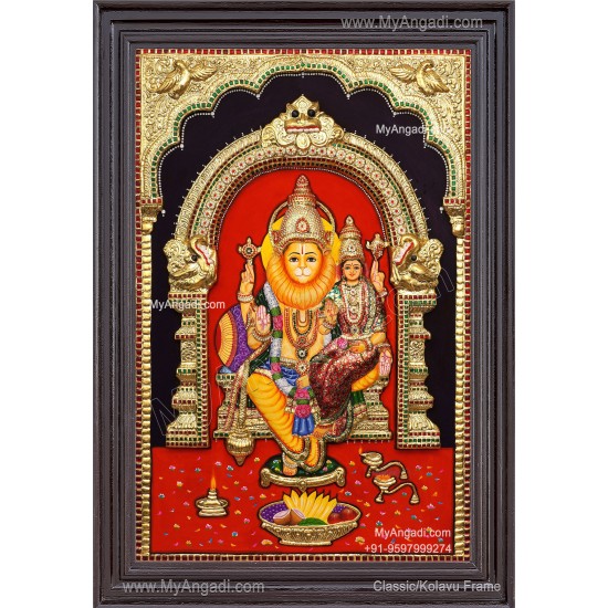 Embossed Lakshmi Narasimhar 3D Tanjore Painting