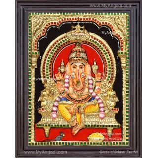 Embossed Ganesha 3d Tanjore Painting