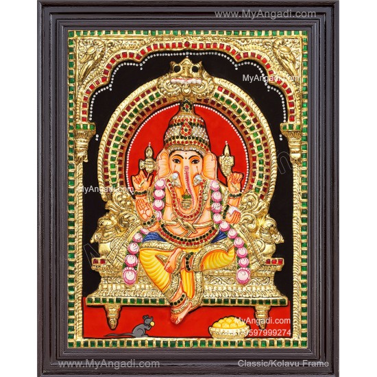 Embossed Ganesha 3d Tanjore Painting