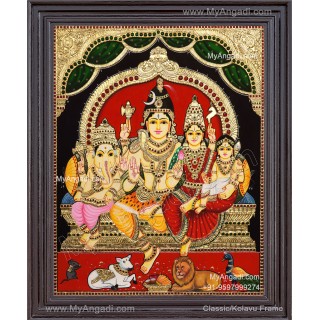 Shivan Family Tanjore Painting