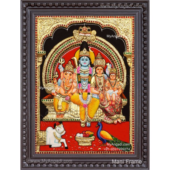 3D Shivan Family Tanjore Painting