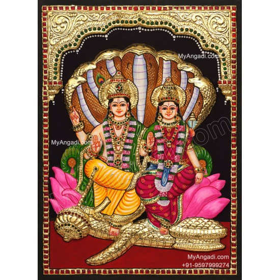 Vishnu Lakshmi 3D Tanjore Paintings