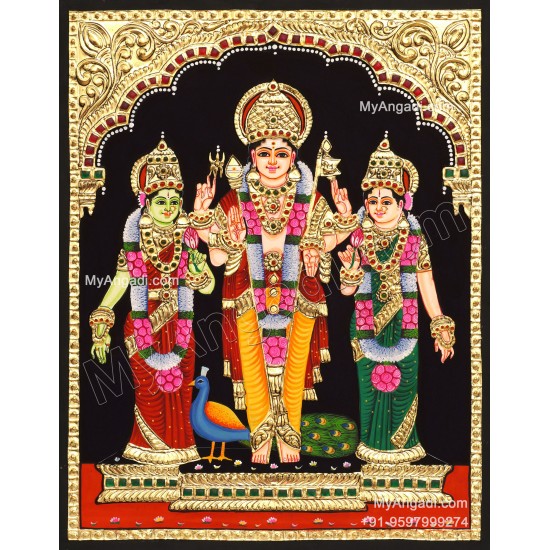 Murugar valli deivanai Tanjore Painting