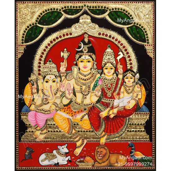 Shivan Family Tanjore Painting